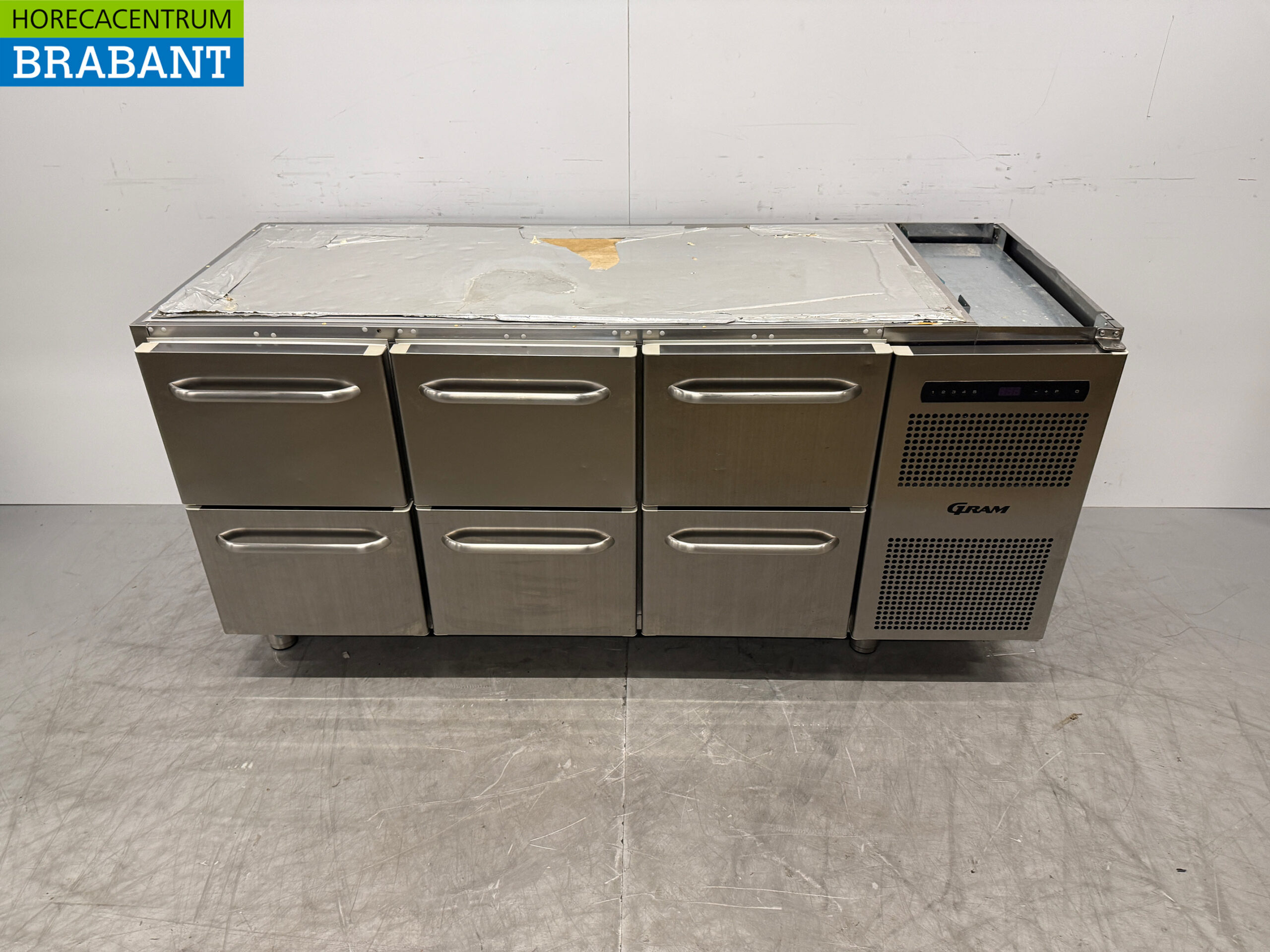 Stainless steel Gram Refrigerated Workbench 6 Drawers 173 cm 230V Catering