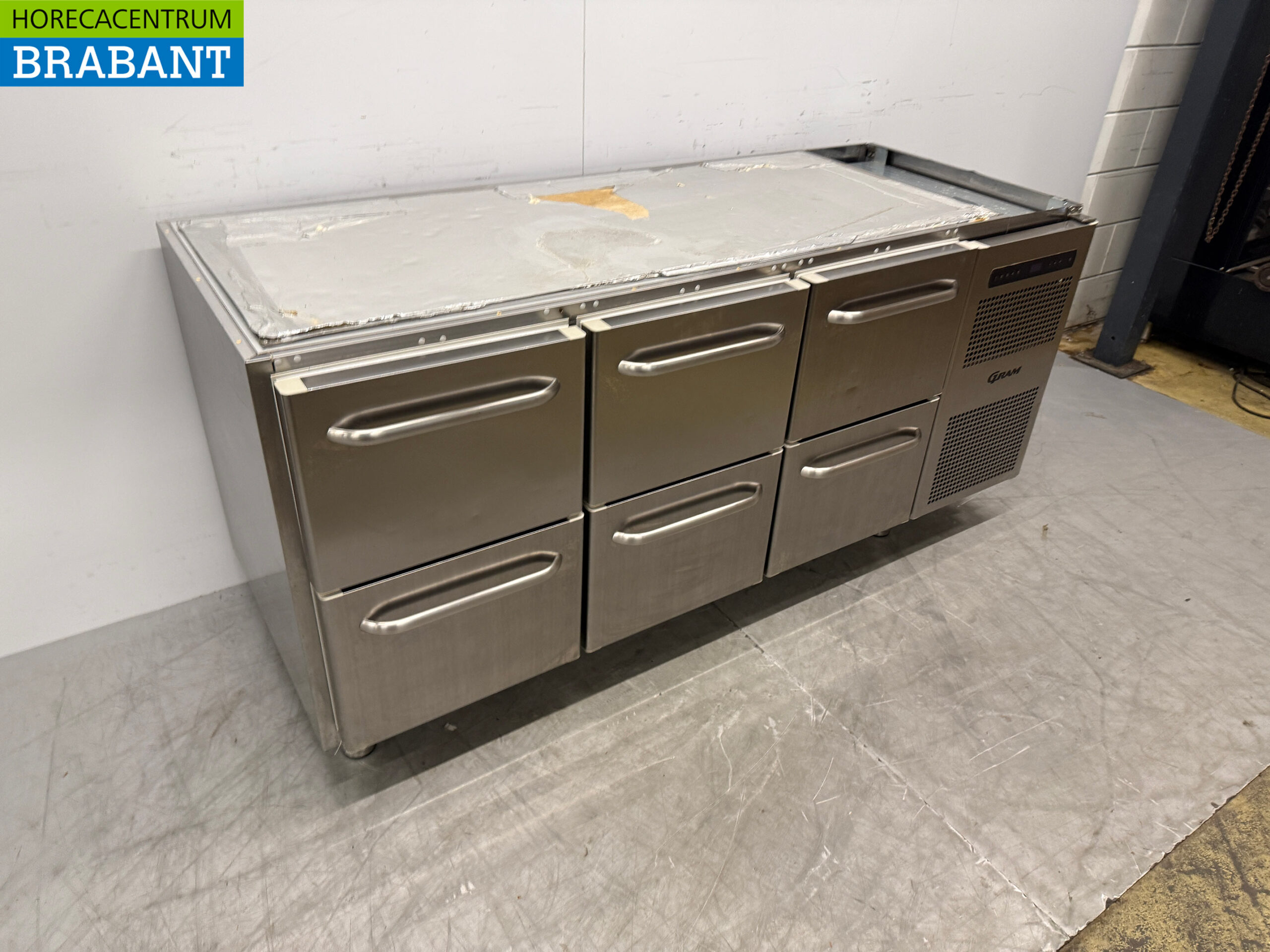Stainless steel Gram Refrigerated Workbench 6 Drawers 173 cm 230V Catering - Image 3