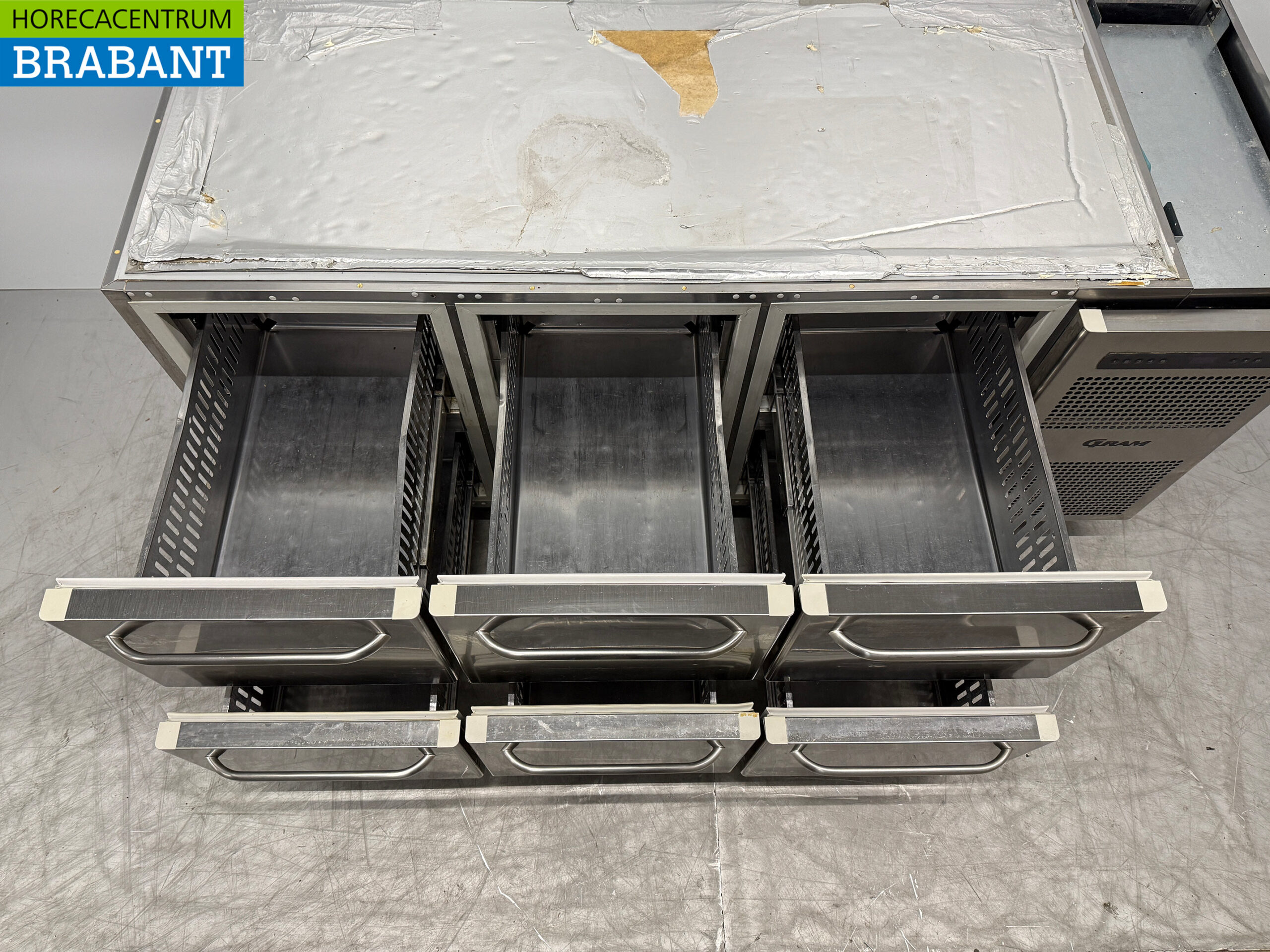 Stainless steel Gram Refrigerated Workbench 6 Drawers 173 cm 230V Catering - Image 4