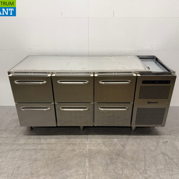 Stainless steel Gram Refrigerated Workbench 6 Drawers 173 cm 230V Catering