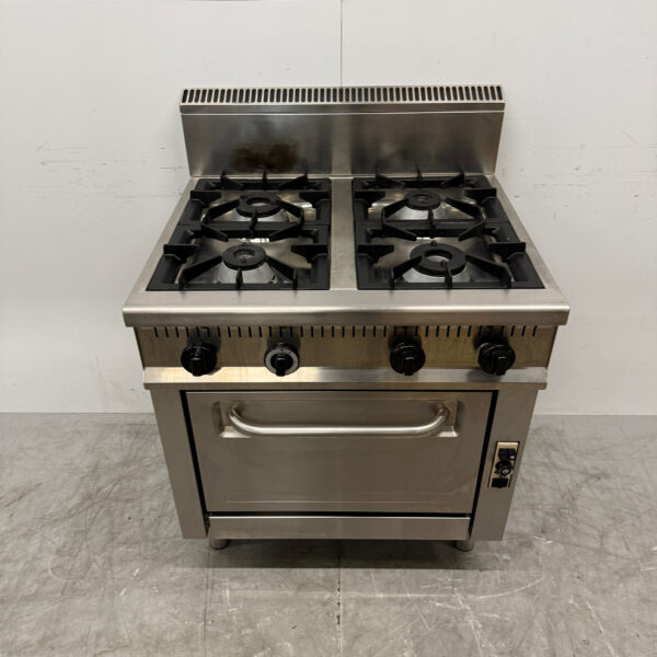 Stainless steel 4 Burner Stove with oven 3x 1/1 GN 80 cm GAS Horeca