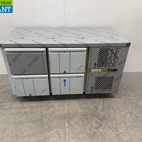 Stainless steel Tecnodom Refrigerated Workbench 4 Drawers 142.5 cm 230V Horeca