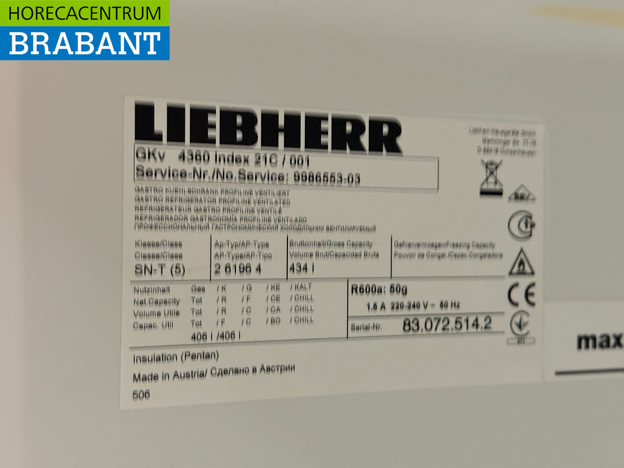 Stainless steel Liebherr Refrigerator 434 liters 230V Horeca - Image 5