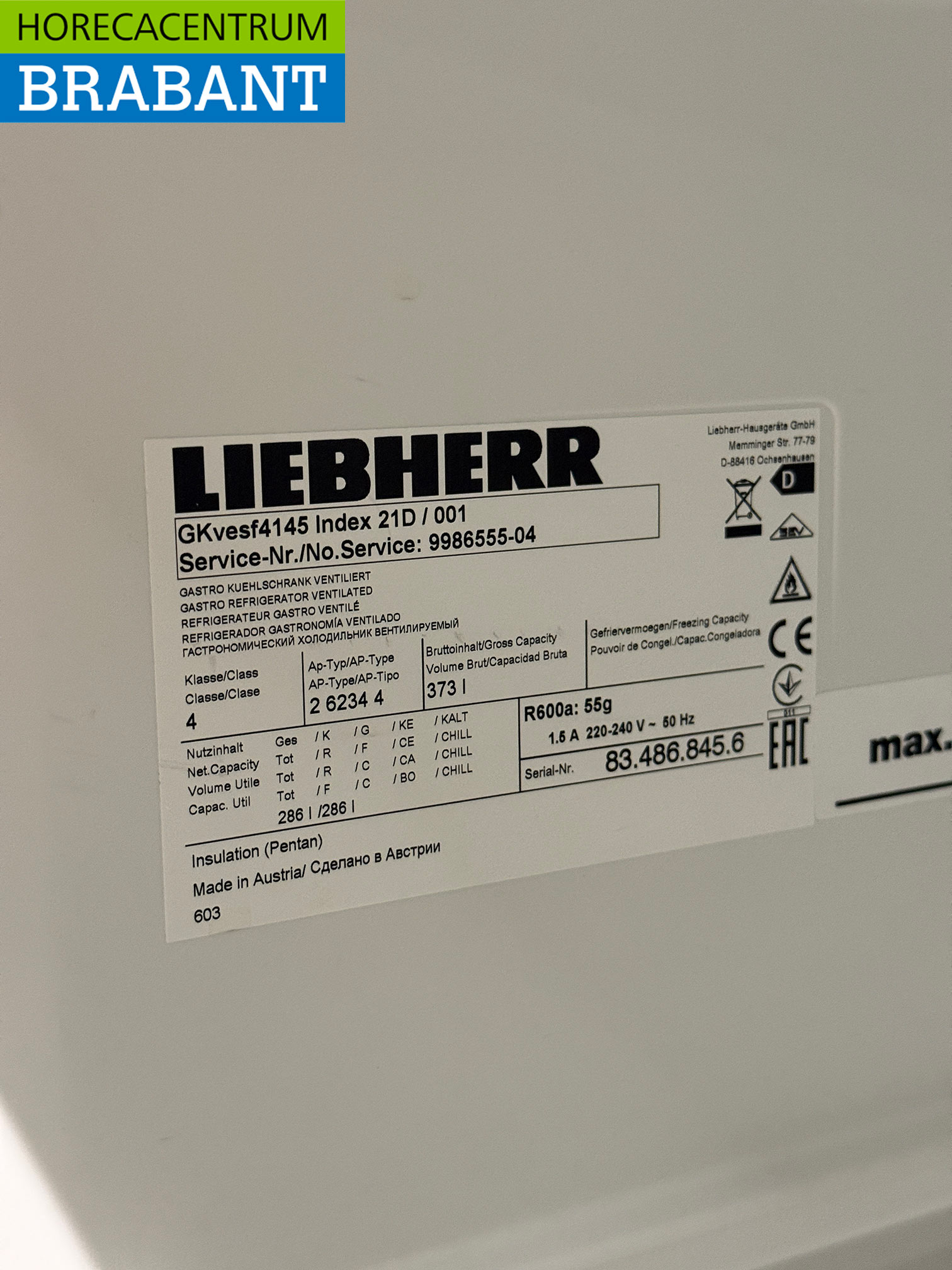Stainless steel Liebherr Refrigerator 373 liters 230V Catering - Image 5