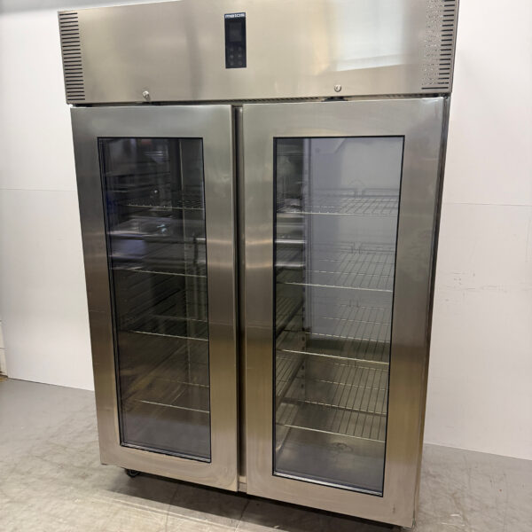 Stainless steel Metos Double Door Glass Door Refrigerator 1300 liters 230V Catering