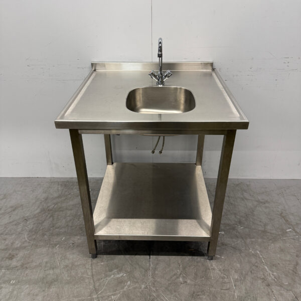 Stainless Steel Sink Table with Sink and Faucet 80 x 80 x 90.5 cm Catering