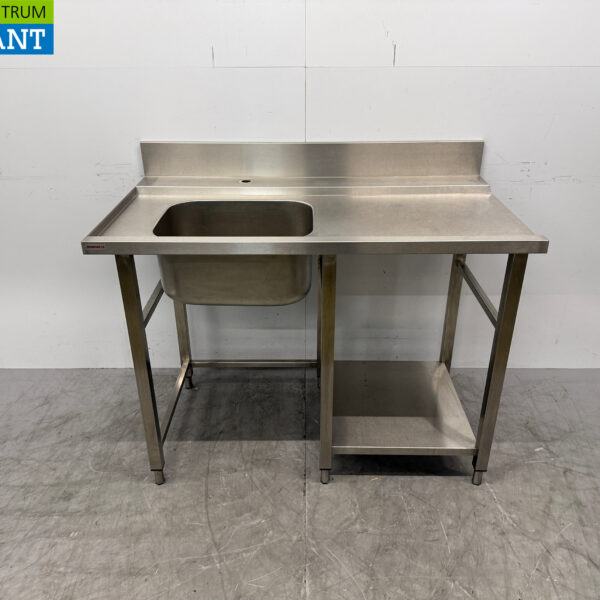 Stainless steel Novameta Supply table T.B.V. slide-through dishwasher 130 x 72 x 92 cm Horeca