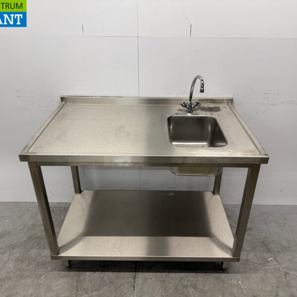 Stainless steel Sink Table with sink and faucet 115 x 70 x 89 cm Catering