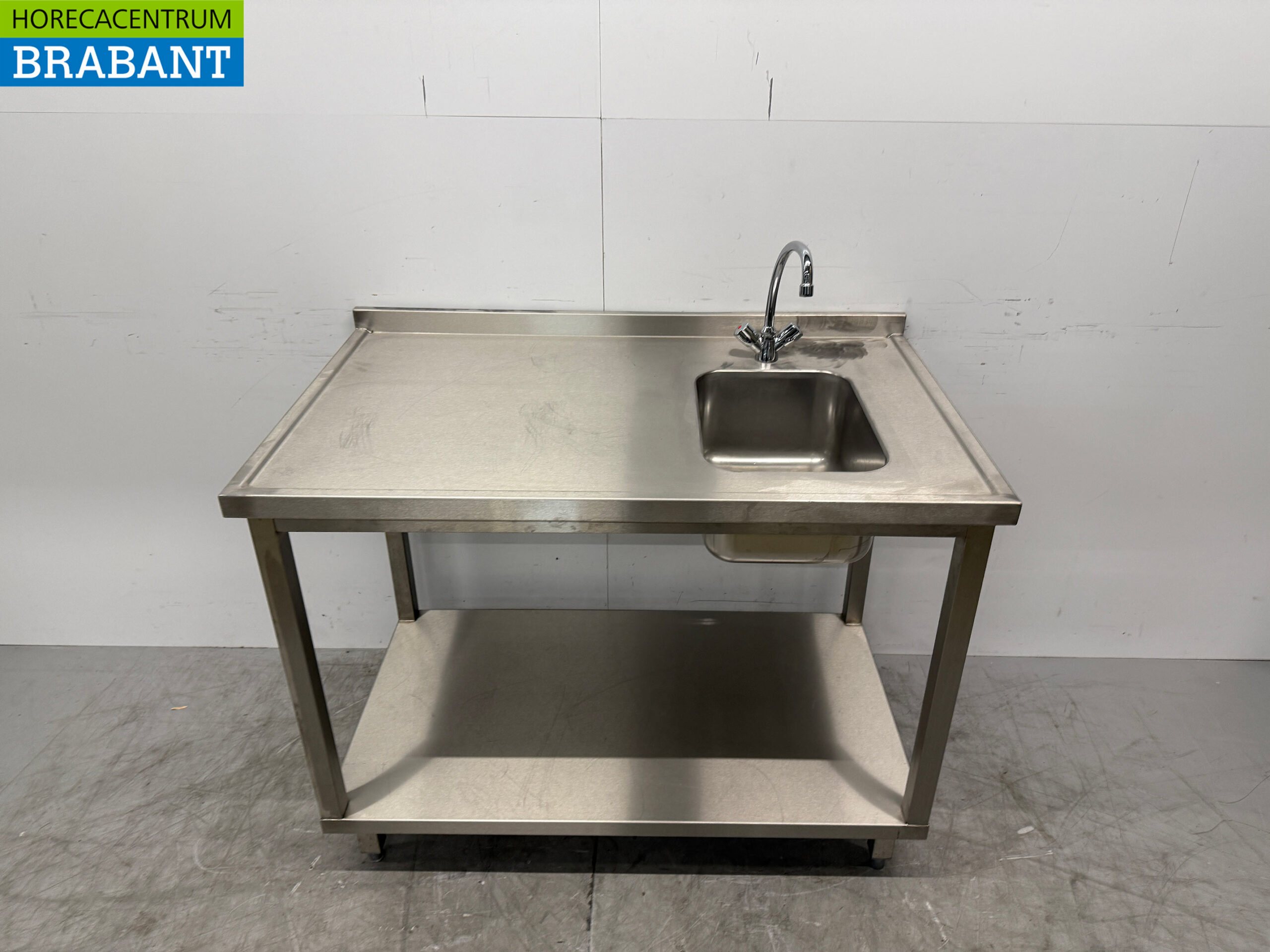 Stainless steel Sink Table with sink and faucet 115 x 70 x 89 cm Catering