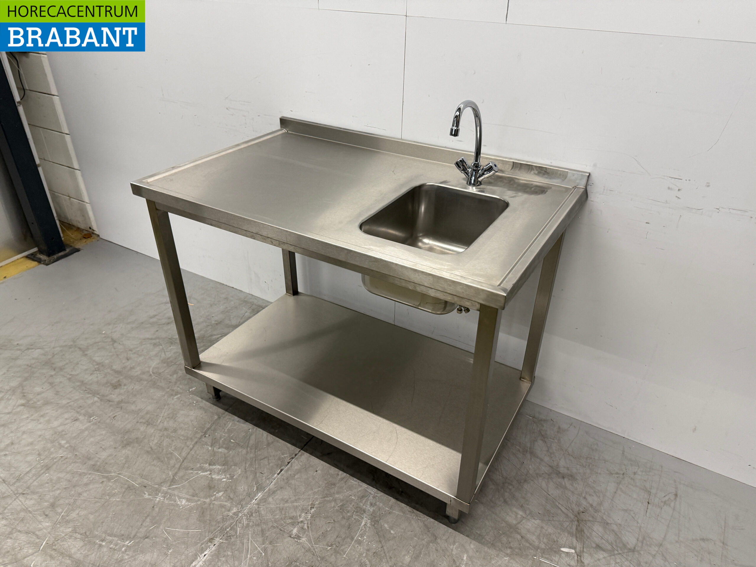 Stainless steel Sink Table with sink and faucet 115 x 70 x 89 cm Catering - Image 2