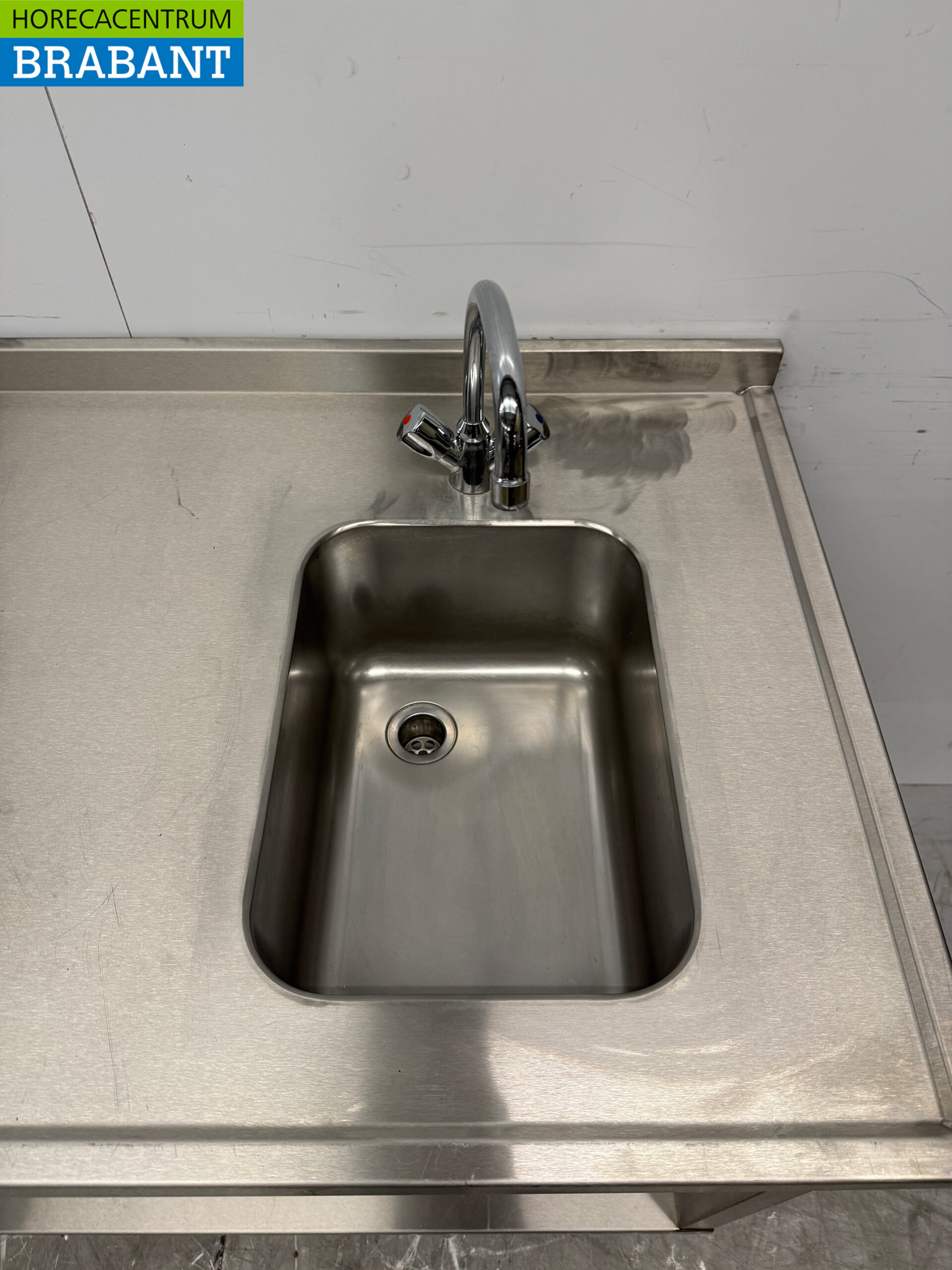 Stainless steel Sink Table with sink and faucet 115 x 70 x 89 cm Catering - Image 4