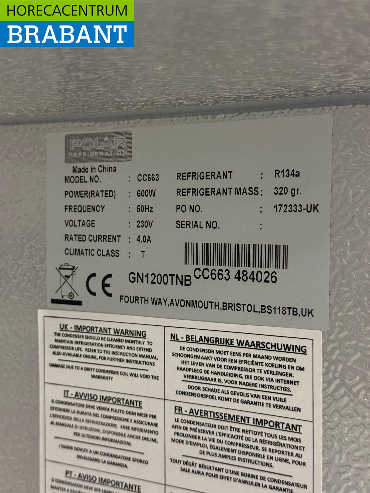 Polar Mobile Double Door Refrigerator 1200 liters 230V Catering - Image 5