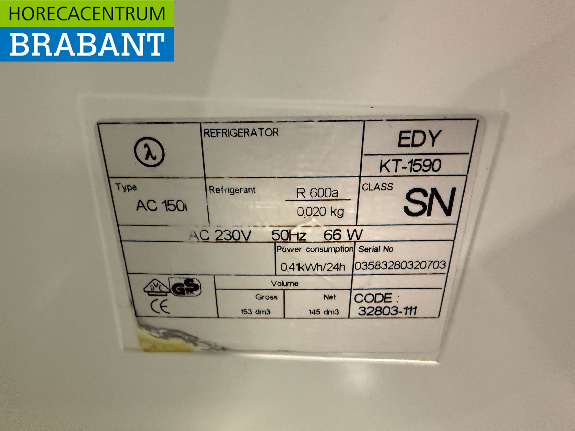 Edy Refrigerator Cooling 153 liters 230V Catering - Image 5