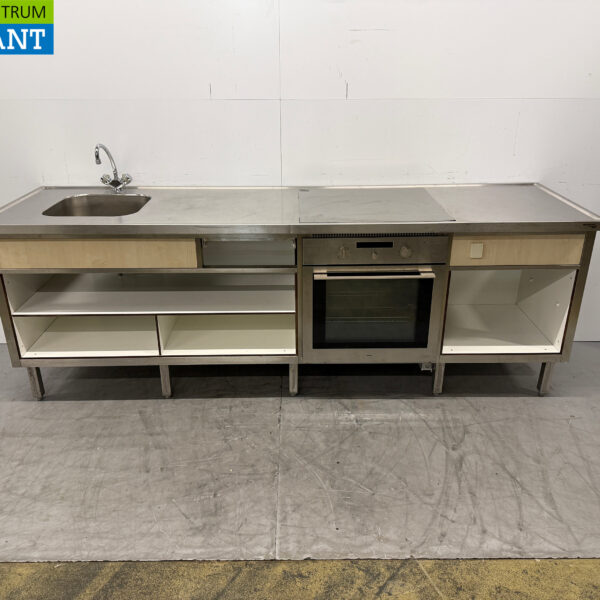 Stainless steel Sink table with sink, faucet and oven 250 cm 230V Horeca