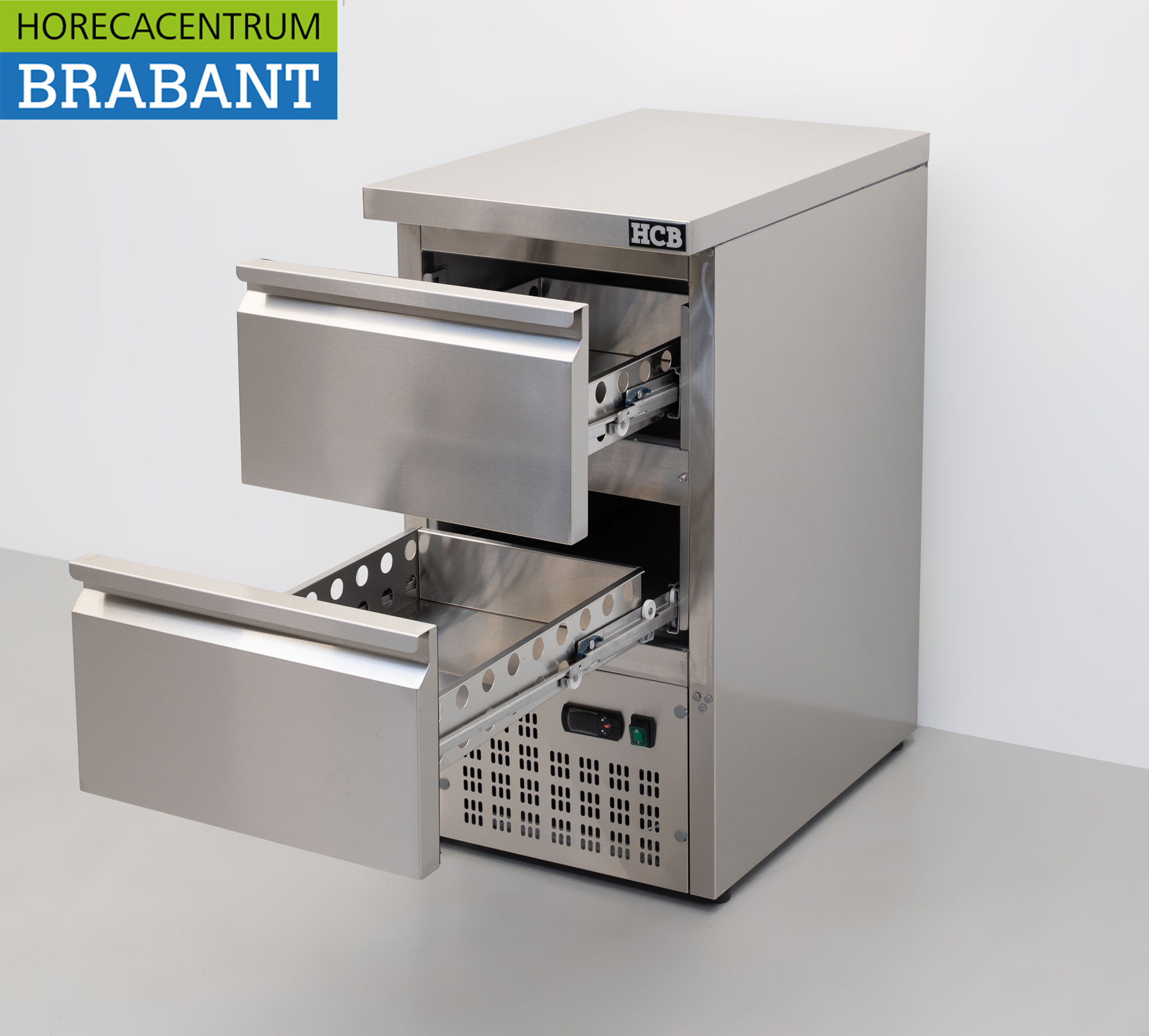 HCB stainless steel Refrigerated workbench 2 drawers 1/1 GN 43,5 cm 230V Horeca - Image 4