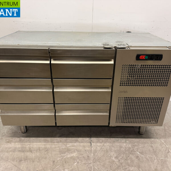 Stainless steel Catertech Refrigerated Workbench 6 Drawers 135.5 cm 230V Catering