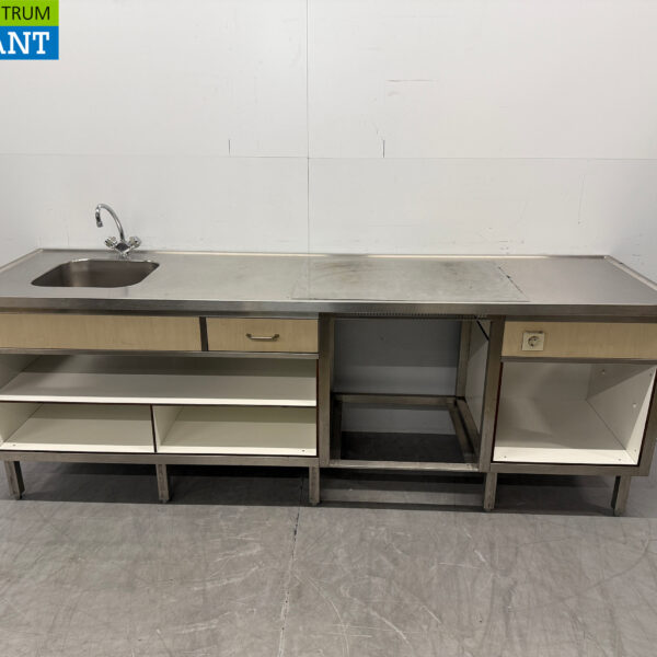 Stainless steel Sink table with sink and faucet 250 cm 230V Horeca