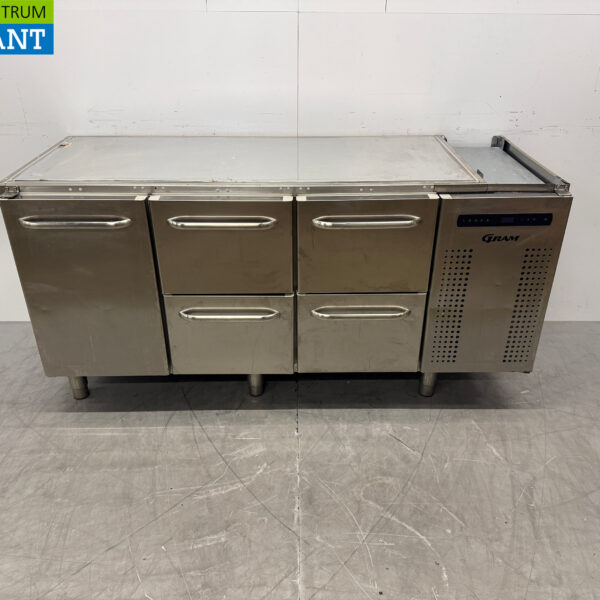 Stainless steel Gram Refrigerated Workbench 1 Door and 4 Drawers 172 cm 230V Catering