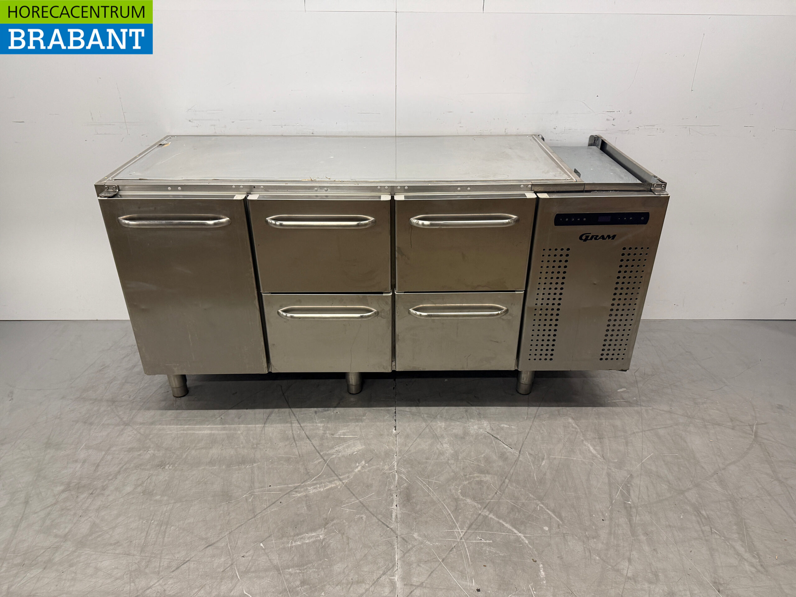 Stainless steel Gram Refrigerated Workbench 1 Door and 4 Drawers 172 cm 230V Catering
