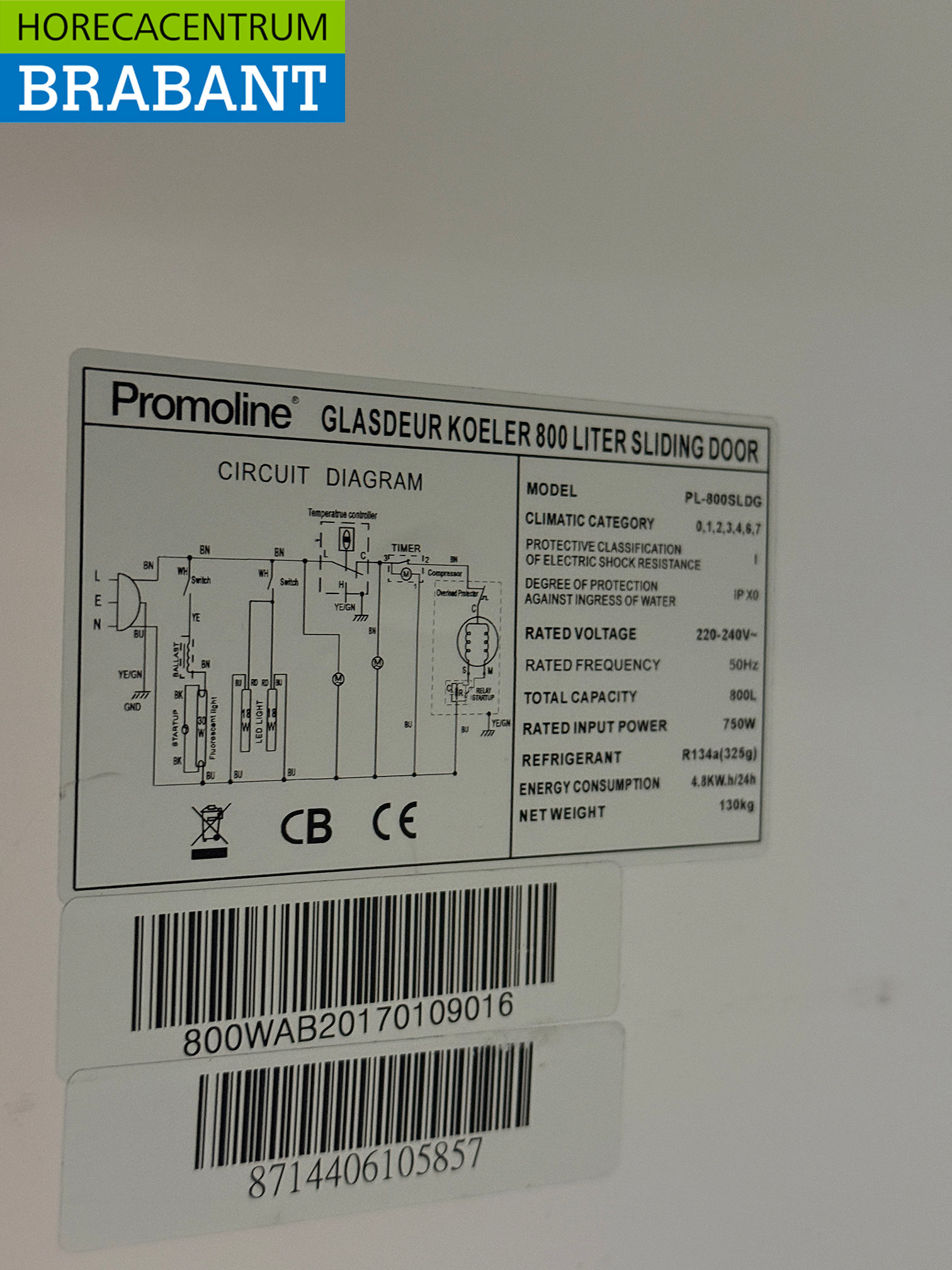 Promoline Mobile Glass Door Refrigerator 2 Sliding Doors 100 cm 230V Catering - Image 5