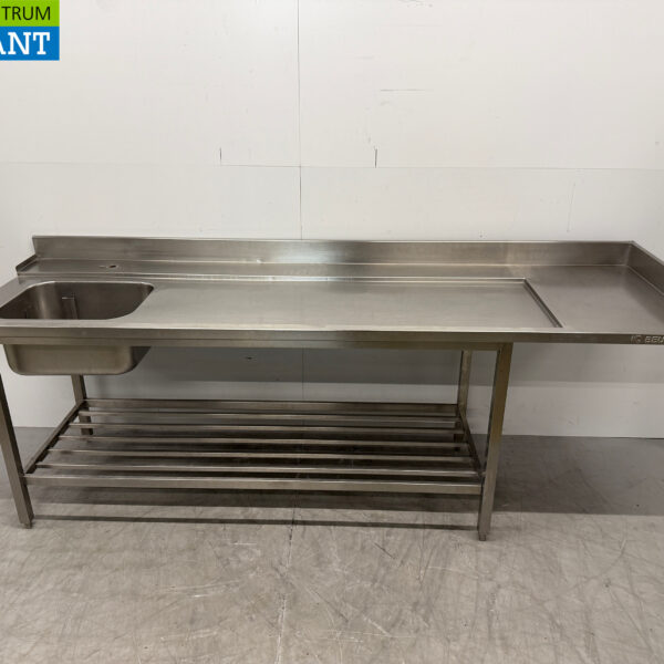 Stainless steel Supply Table Sink Sink with Undershelf 258.5 x 75 x 88.5 cm Horeca