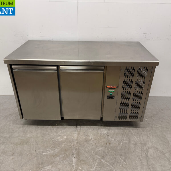 Stainless steel Tecnodom Refrigerated Workbench 2 Doors 142 cm 230V Horeca