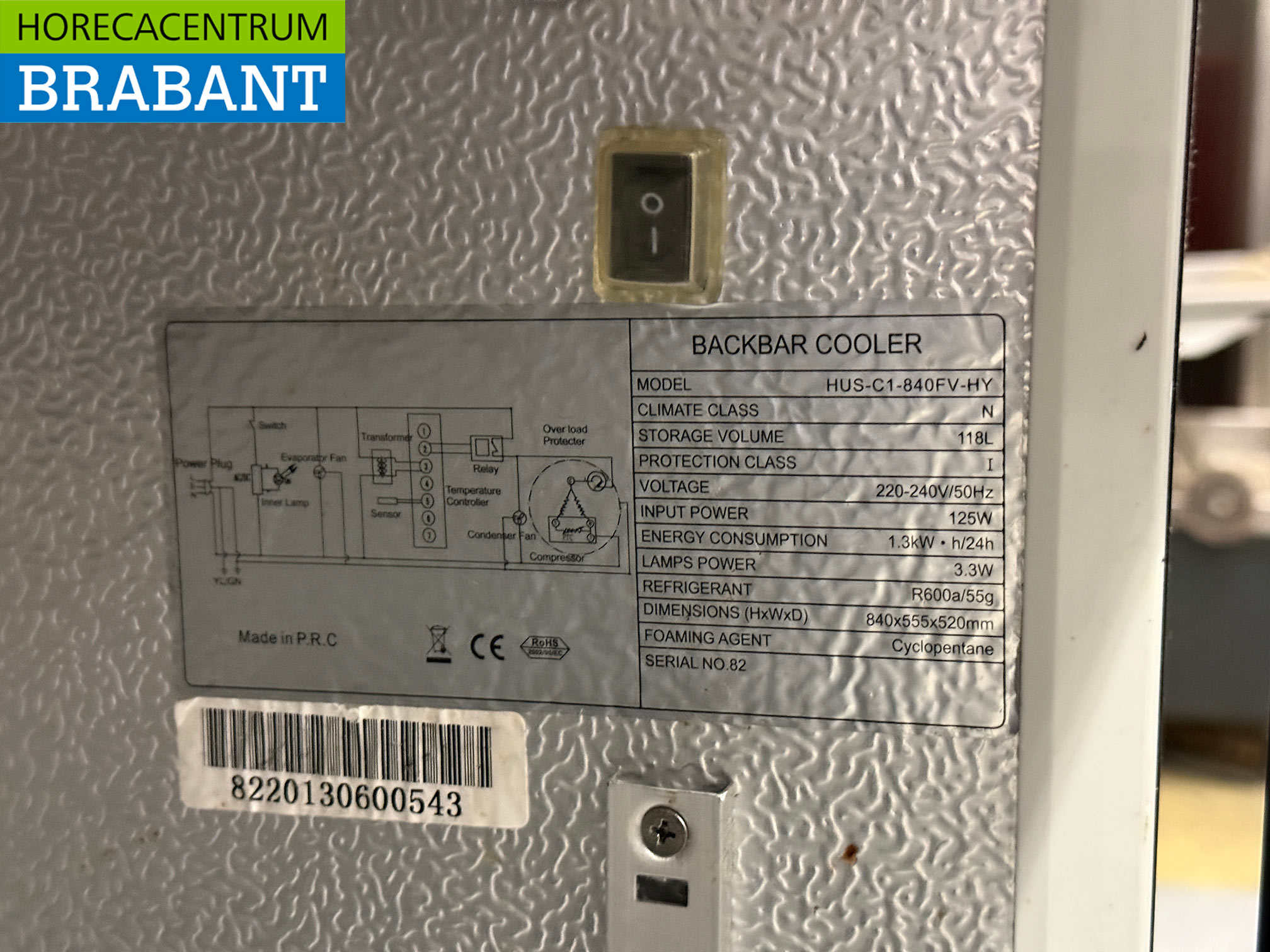 Bar Refrigerator 1 Door 118 liters 55,5 cm 230V Horeca - Image 5