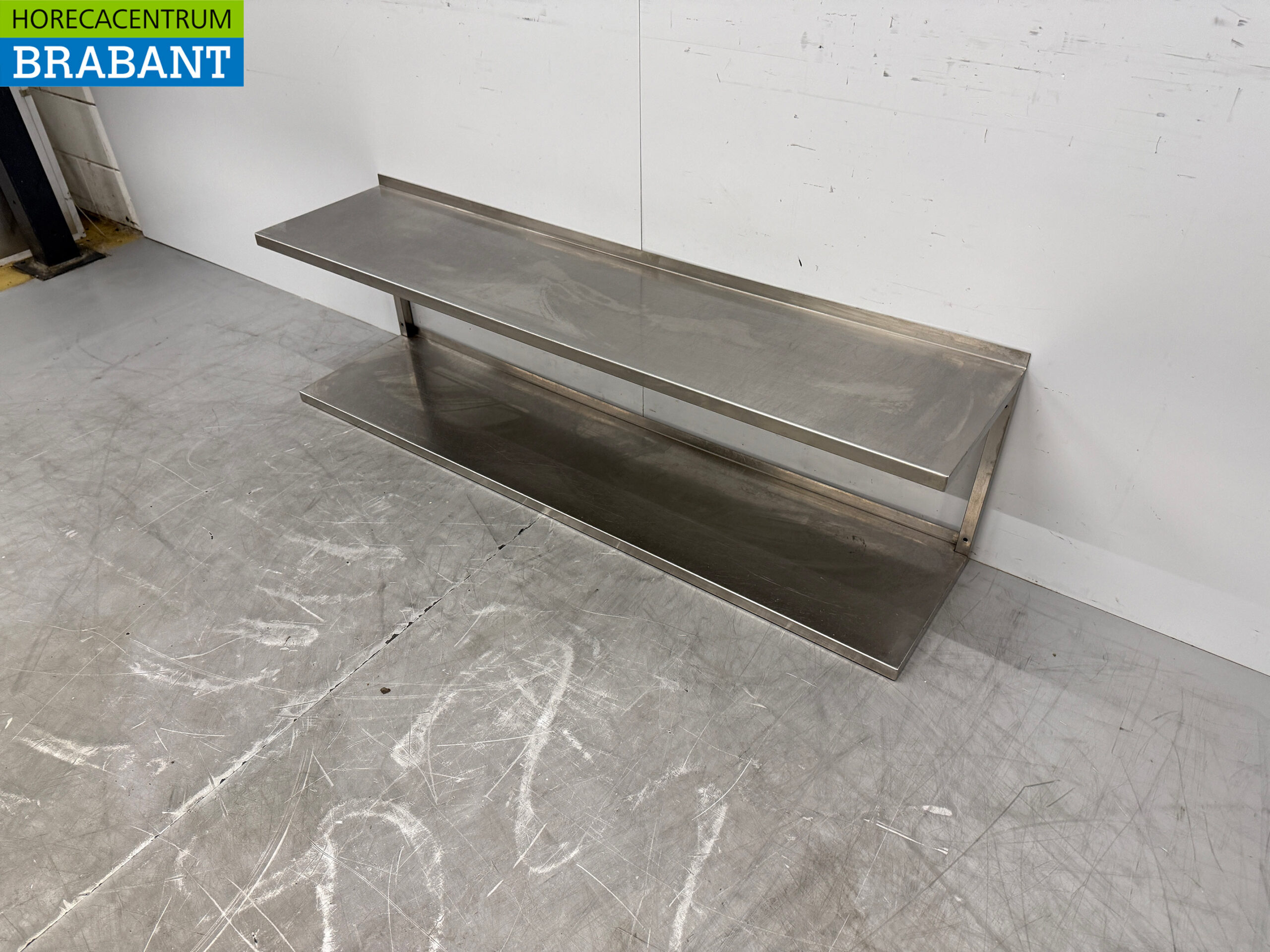 Stainless steel Double Wall Shelf 150 x 35 cm Horeca - Image 2