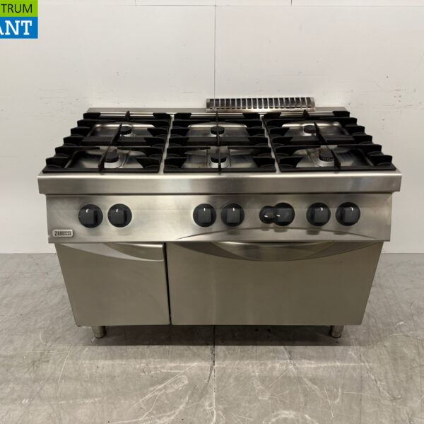 Stainless steel Zanussi 6 Burner Stove with oven 3 x 2/1 GN GAS Horeca