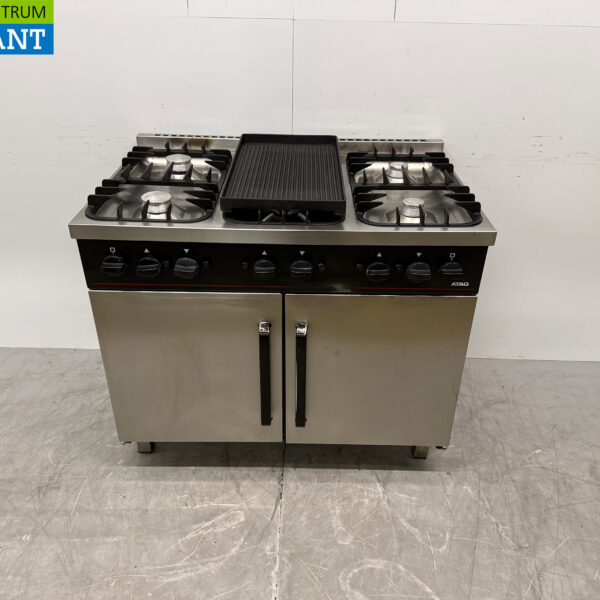 Stainless steel Atag 6 Burner Stove with griddle and convection oven 6 x 1/1 GN 105 cm GAS Horeca