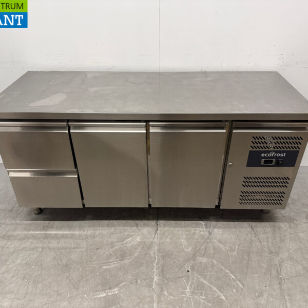 Stainless steel Ecofrost Refrigerated Workbench 2 doors and 2 drawers 179.5 cm 230V Horeca