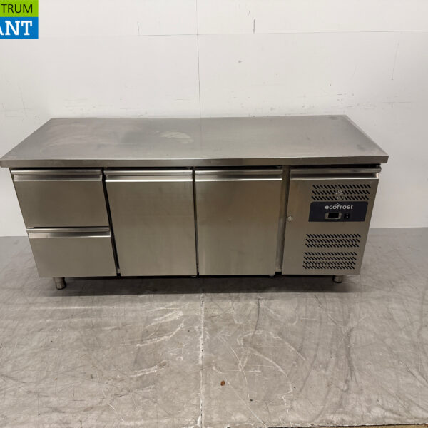 Stainless steel Ecofrost Refrigerated Workbench 2 doors and 2 drawers 179.5 cm 230V Horeca