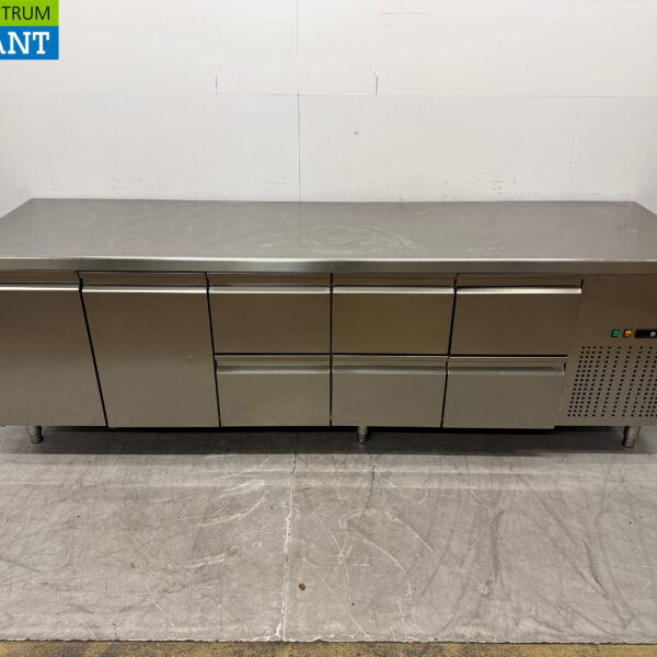 Stainless steel Mercatus Refrigerated Workbench 2 doors and 6 drawers 262.5 cm 230V Horeca