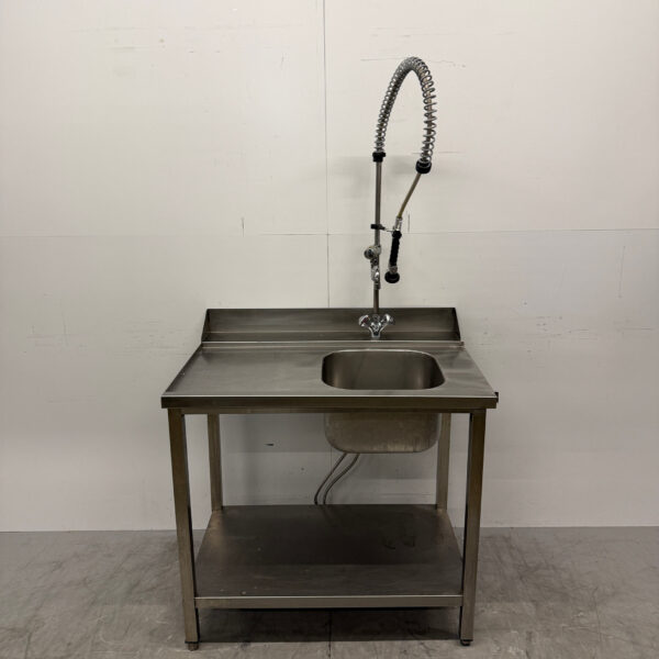 Stainless steel feeding table with tap T.B.V. Slide-through dishwasher 101 cm Horeca