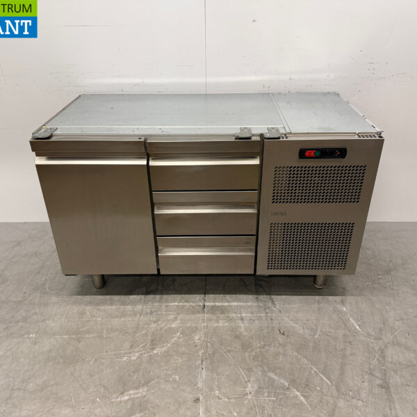 Stainless steel Catertech Refrigerated Workbench 1 Door and 3 Drawers 135.5 cm 230V Catering