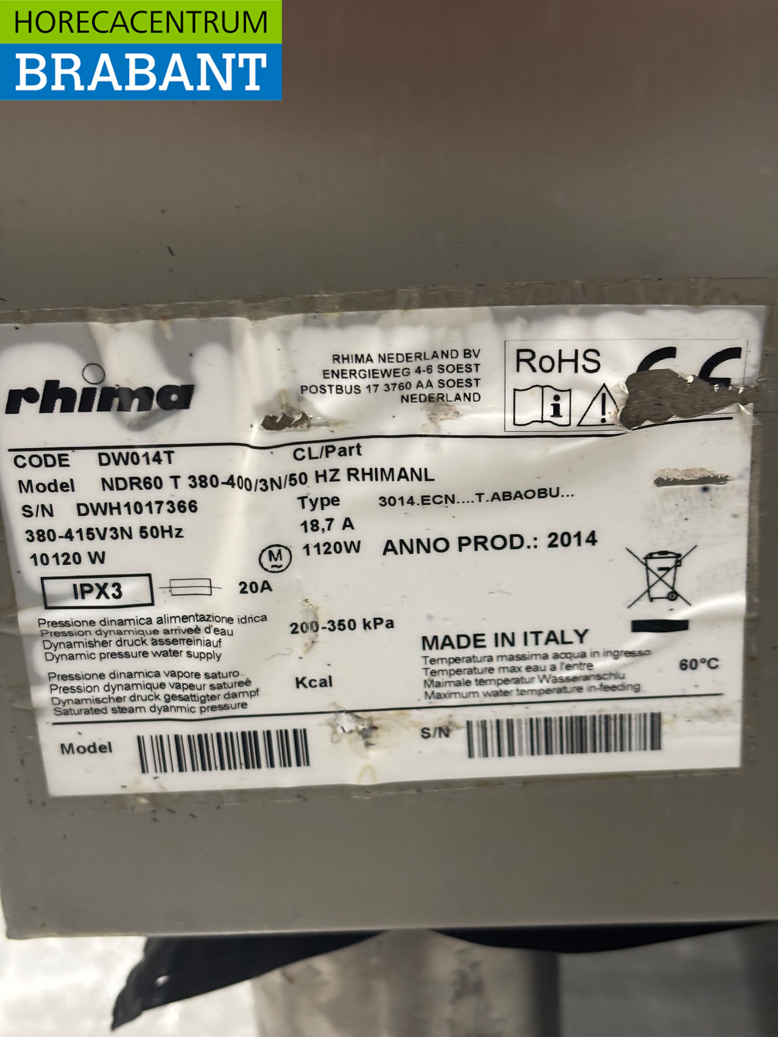 Stainless steel Rhima DR60 Sliding dishwasher 400V Catering - Image 6