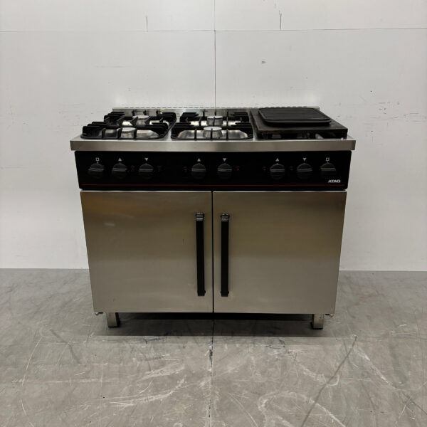 Stainless steel Atag 6 burner Stove with griddle and double oven 6 x 1/1 GN GAS 105 cm Horeca