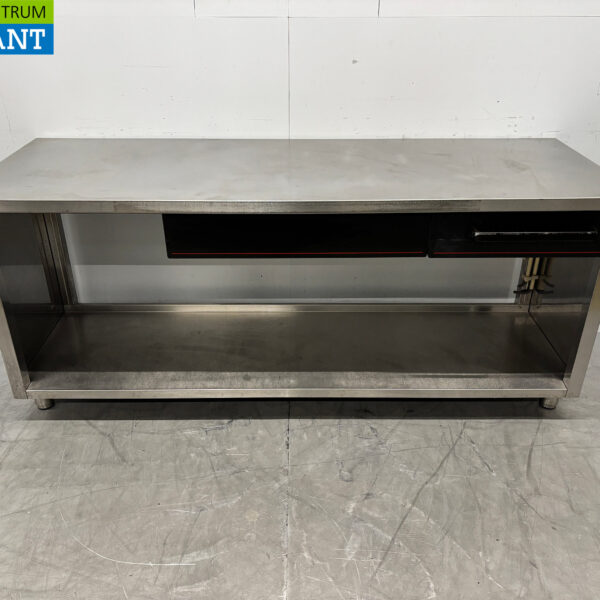 Stainless steel Worktable with undershelf and 2 drawers 200 x 70 x 88 cm Catering
