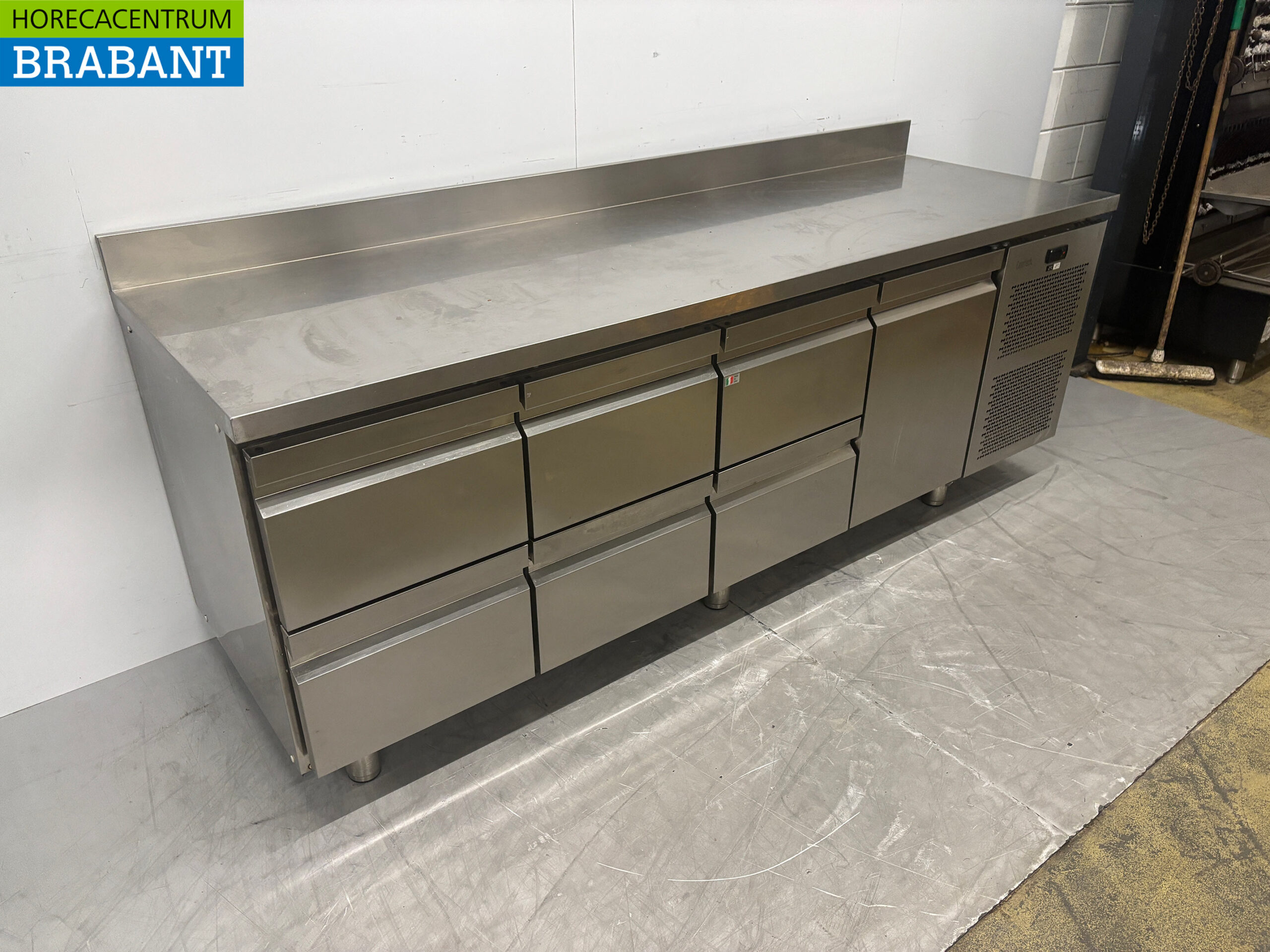 Stainless steel Desco Refrigerated Workbench 6 drawers 1 door 225 cm 230V Horeca - Image 3