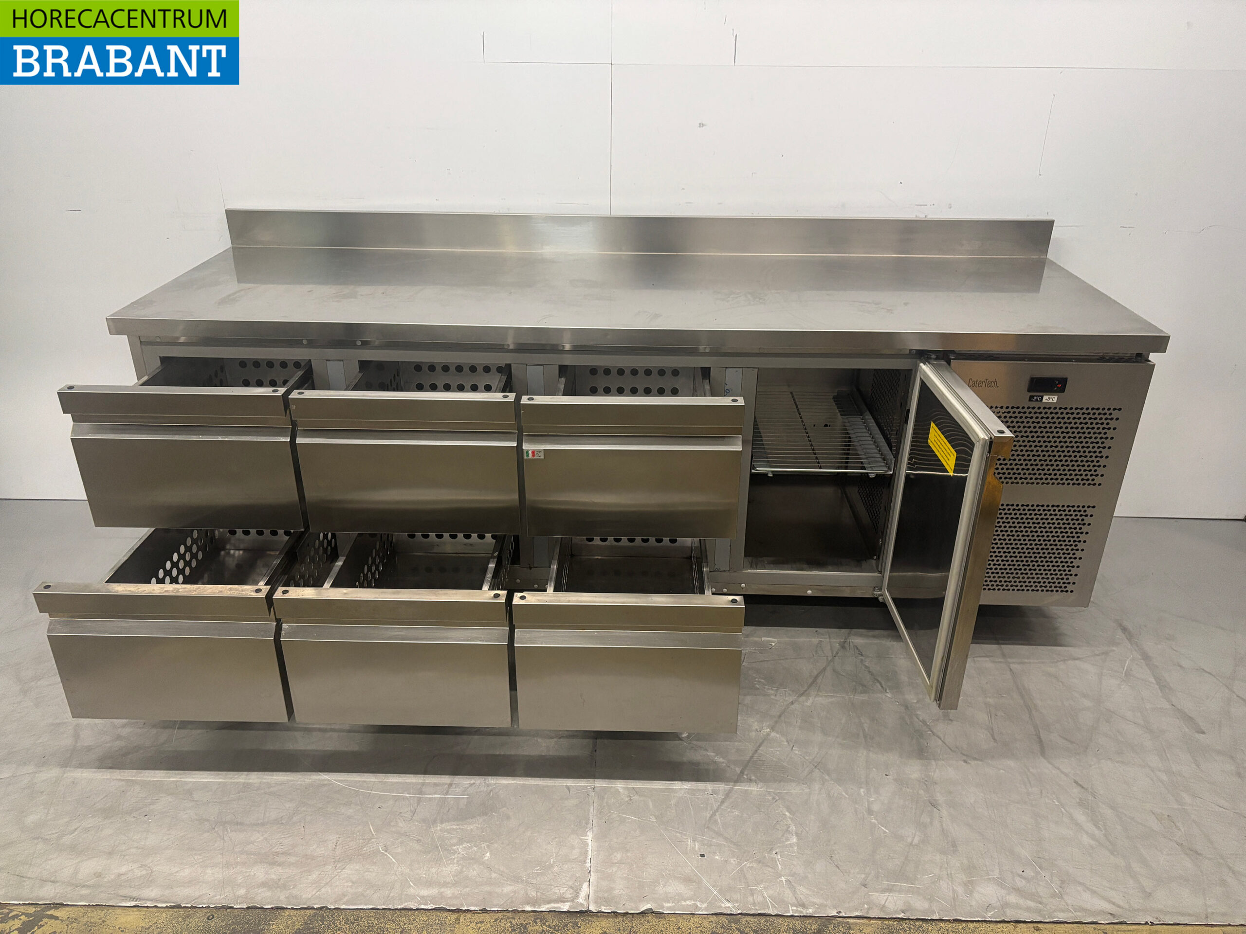 Stainless steel Desco Refrigerated Workbench 6 drawers 1 door 225 cm 230V Horeca - Image 4