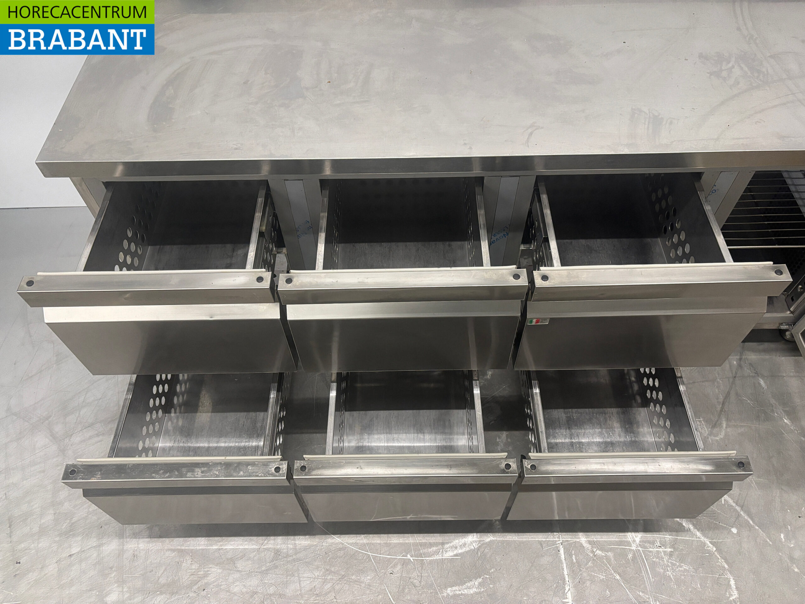 Stainless steel Desco Refrigerated Workbench 6 drawers 1 door 225 cm 230V Horeca - Image 5