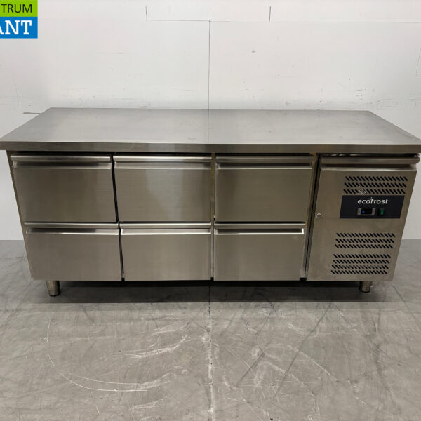 Stainless steel Ecofrost Refrigerated Workbench 6 drawers 179 cm 230V Catering
