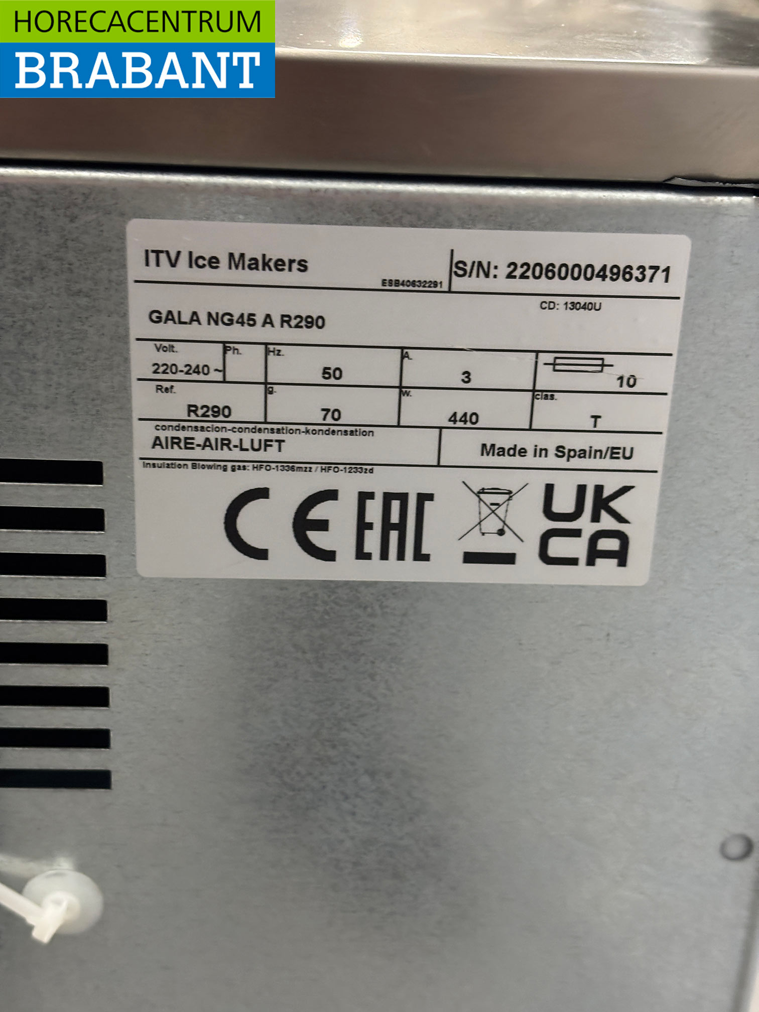 Stainless steel ITV ice cube machine 47 kg per day 20 kg bunker 230V Horeca - Image 5