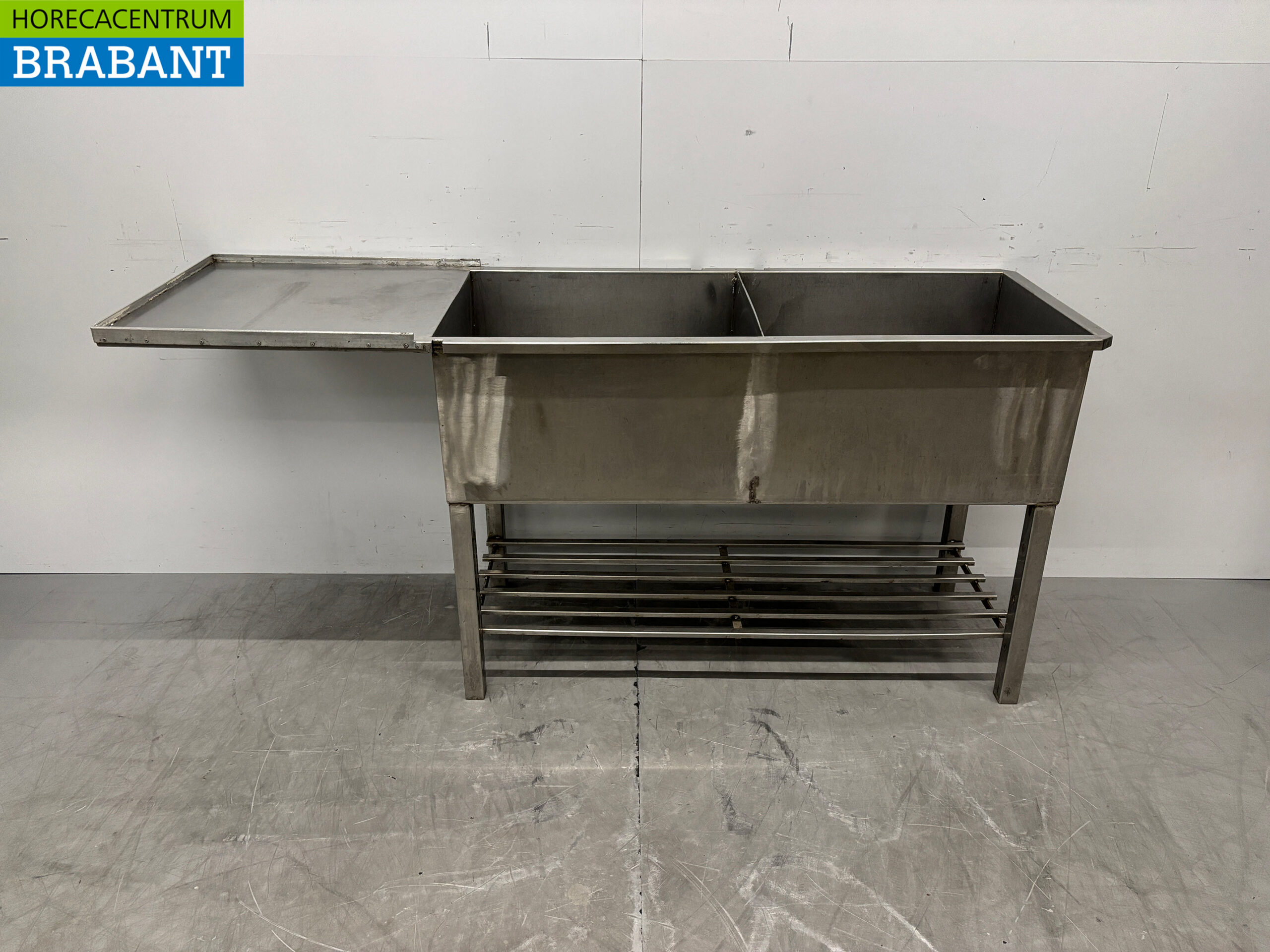 Stainless steel Sink Table Double Sinks 188 x 57 x 88 cm Catering