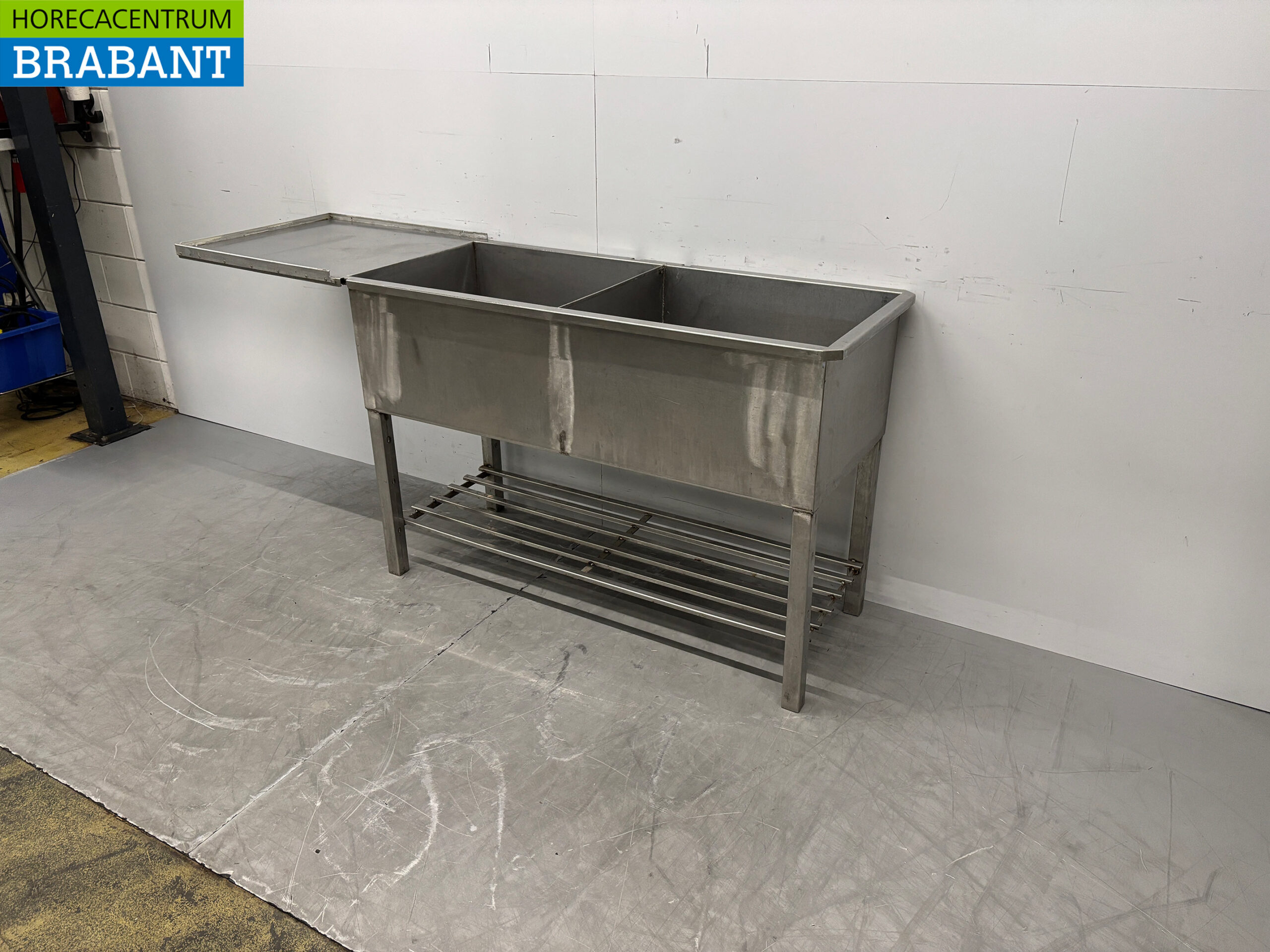 Stainless steel Sink Table Double Sinks 188 x 57 x 88 cm Catering - Image 2