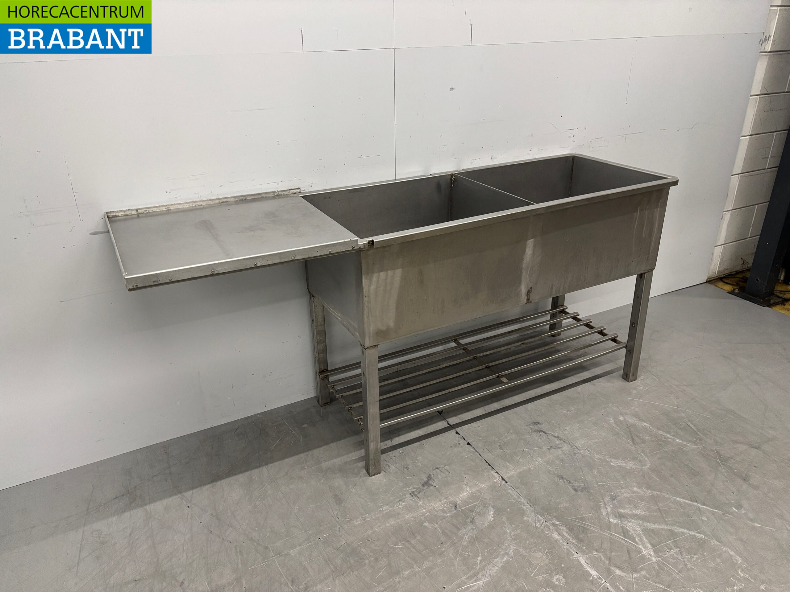 Stainless steel Sink Table Double Sinks 188 x 57 x 88 cm Catering - Image 3
