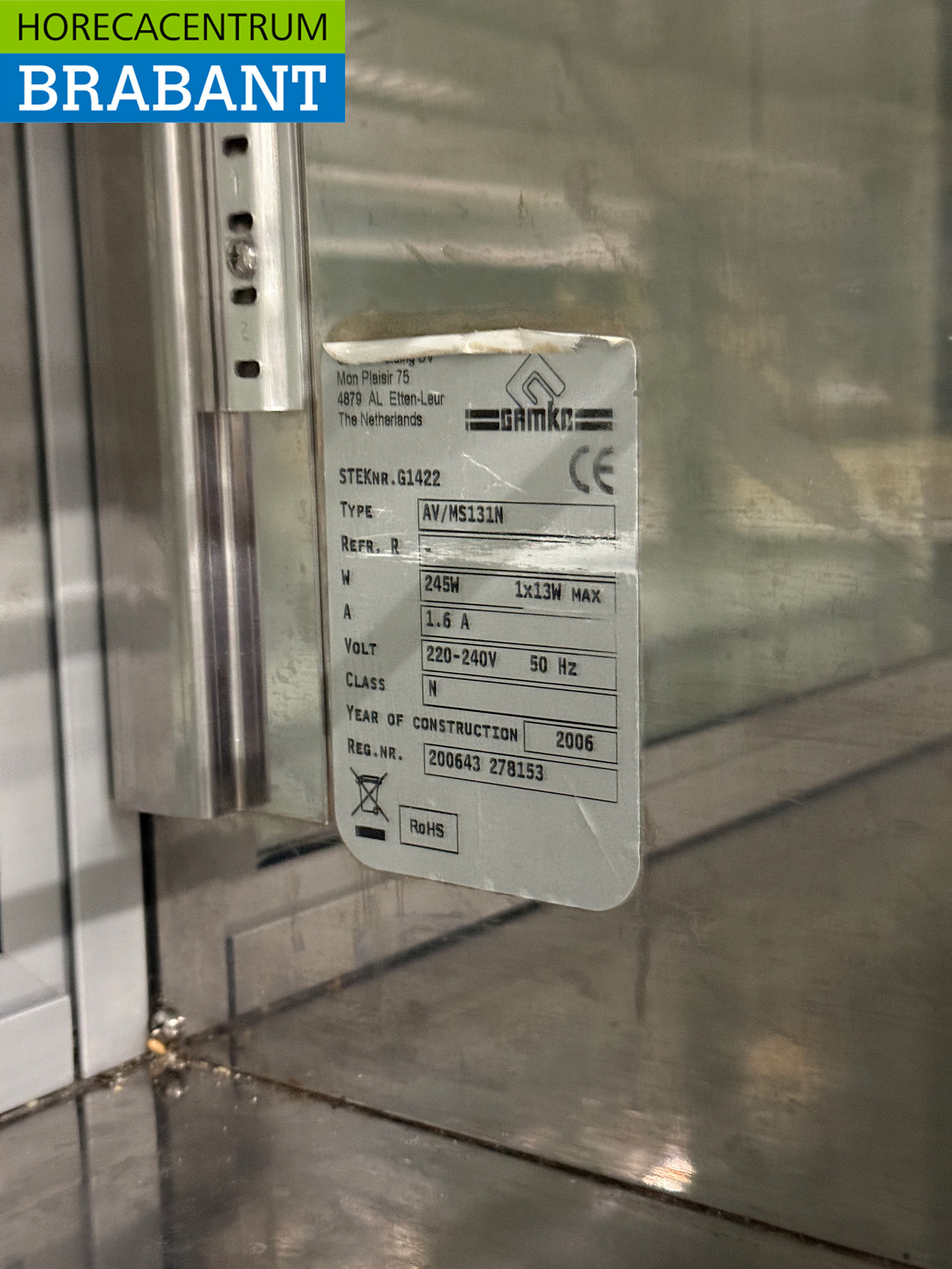 Stainless steel Gamko Refrigerated Display Case 2 Flaps 131 cm 230V Catering - Image 6