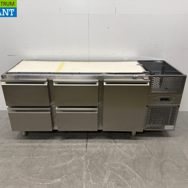 Stainless steel Dora Metal Refrigerated Workbench 4 Drawers and 1 Door 182 cm 230V Horeca