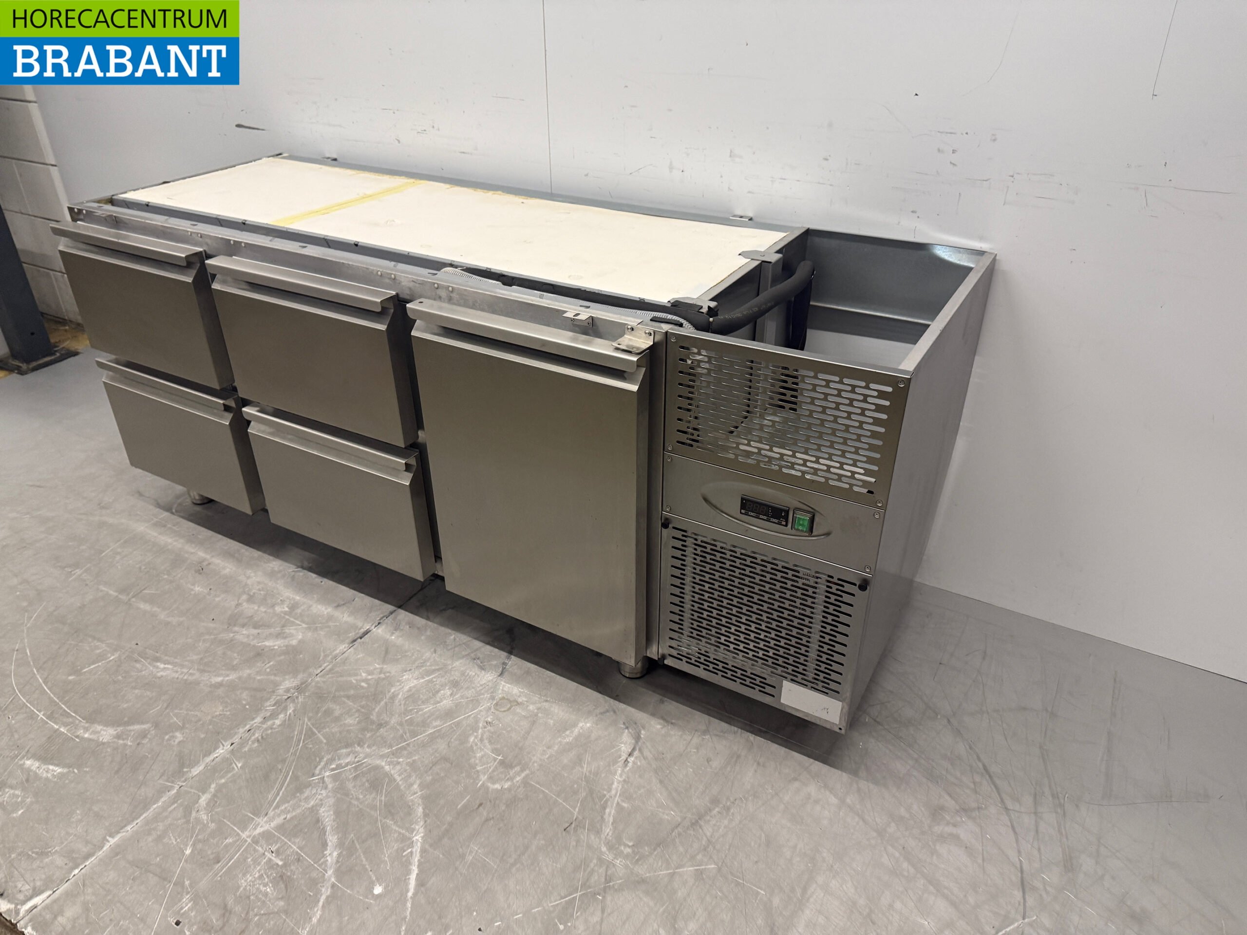 Stainless steel Dora Metal Refrigerated Workbench 4 Drawers and 1 Door 182 cm 230V Horeca - Image 2