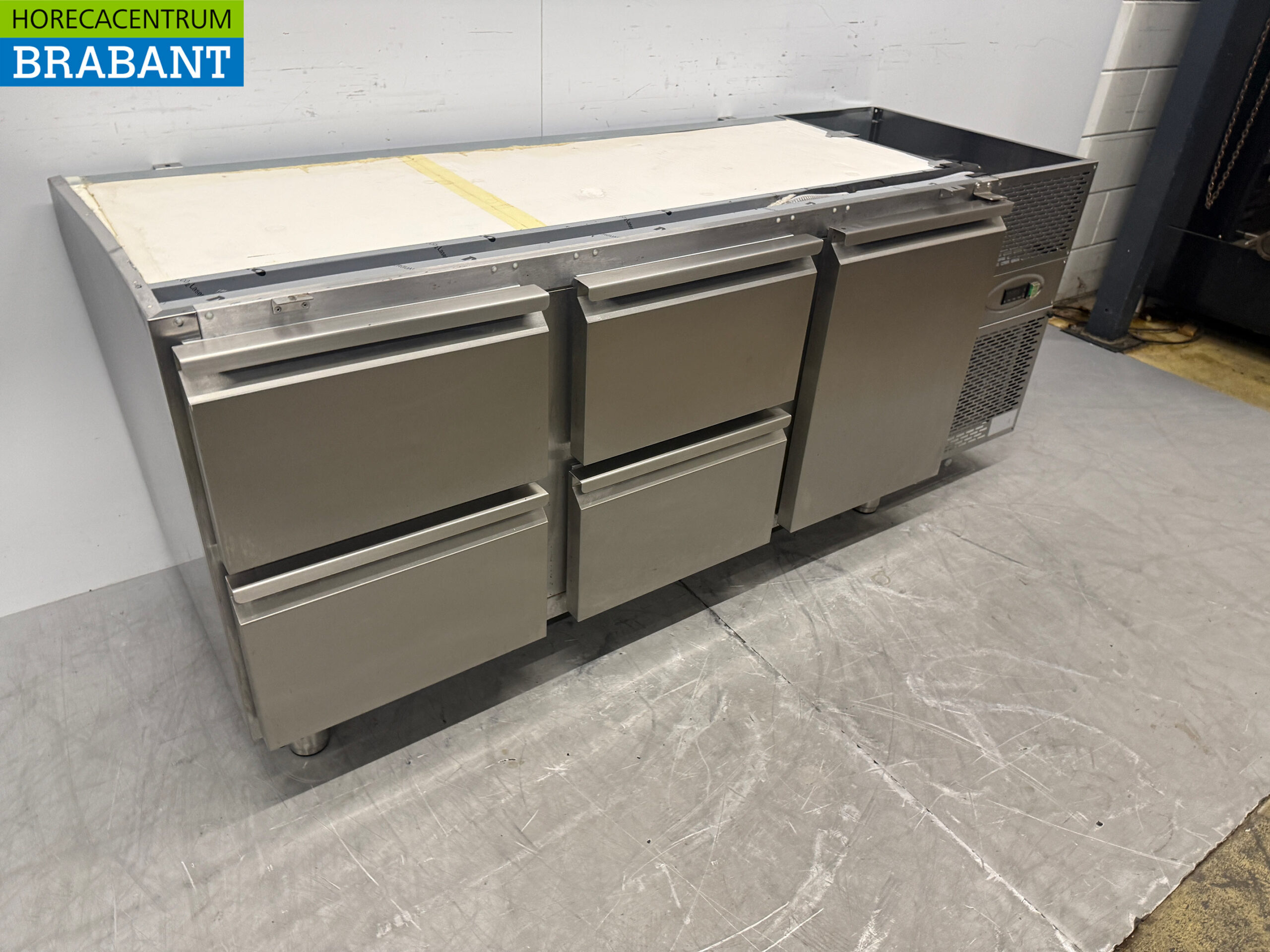 Stainless steel Dora Metal Refrigerated Workbench 4 Drawers and 1 Door 182 cm 230V Horeca - Image 3